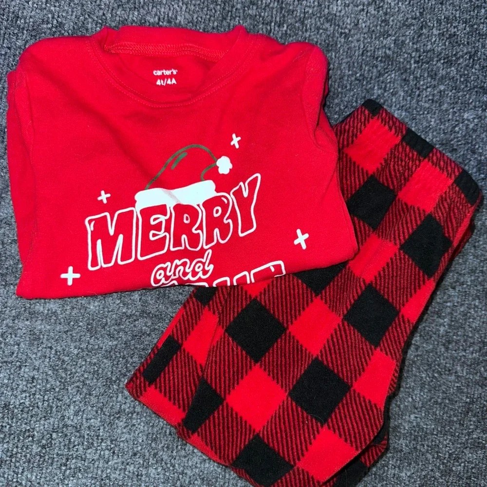 Carters Cozy Fleece Kids Christmas Pajama Bundle 5 Sets Santa Gingerbread  4T/4A